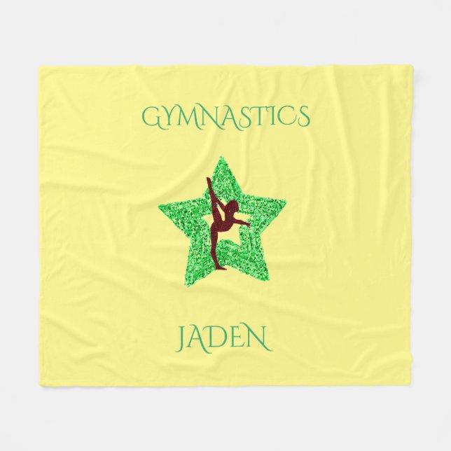 Gymnastics personalized star fleece blanket. (Front (Horizontal))