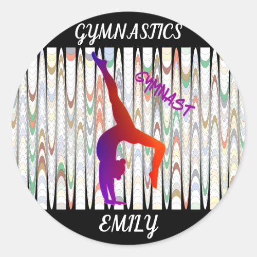 Gymnastics personalized stickers classic round sticker
