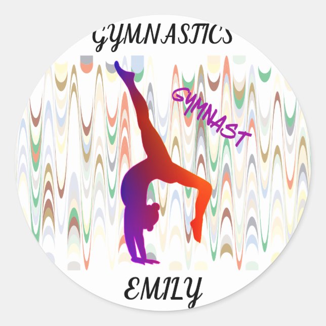 Gymnastics personalized stickers. classic round sticker (Front)