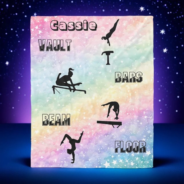 Gymnastics Personalized Vault, Bars, Beam & Floor  Fleece Blanket (Creator Uploaded)