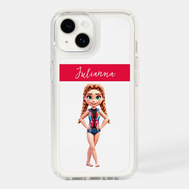 Gymnastics Phone Case | Redhead Gymnast Blue & Red (Front)