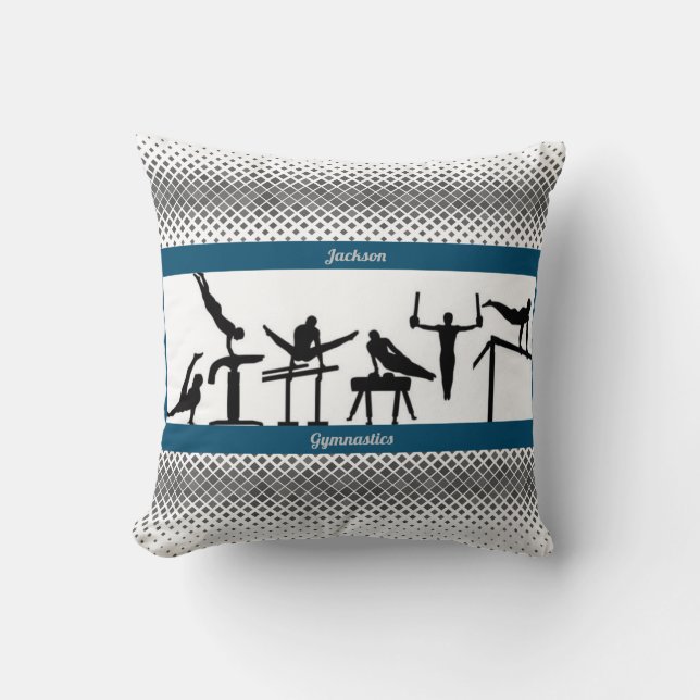 Gymnastics Pillow for Boys with His Name (Front)