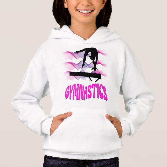 Gymnastics Pink and Purple Balance Beam Hoodie (Front)