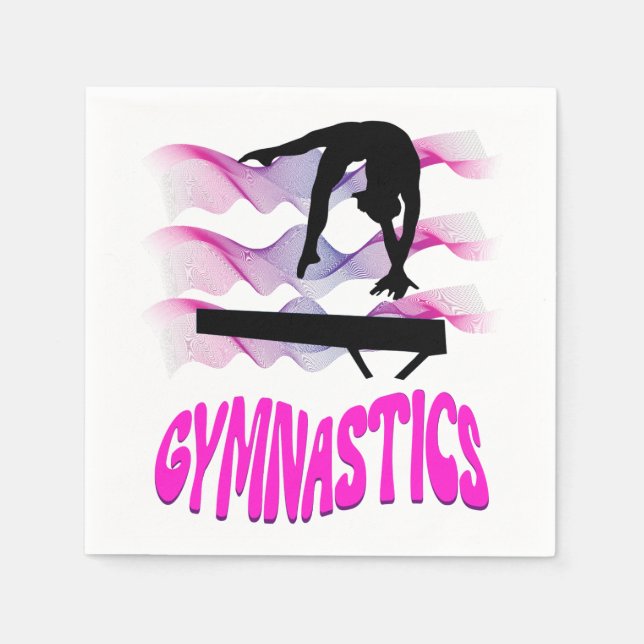 Gymnastics Pink and Purple Balance Beam Napkins (Front)