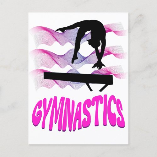 Gymnastics Pink and Purple Balance Beam Postcard