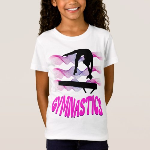 Gymnastics Pink and Purple Balance Beam T_Shirt