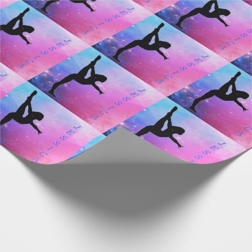 Gymnastics Pink  Blue Custom Name Wrapping Paper