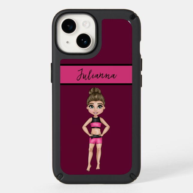 Gymnastics Pink & Burgundy w/ Name of Gymnast Speck iPhone Case (Front)