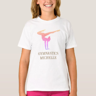 Gymnastics Pink Glitter Custom Name  T-Shirt