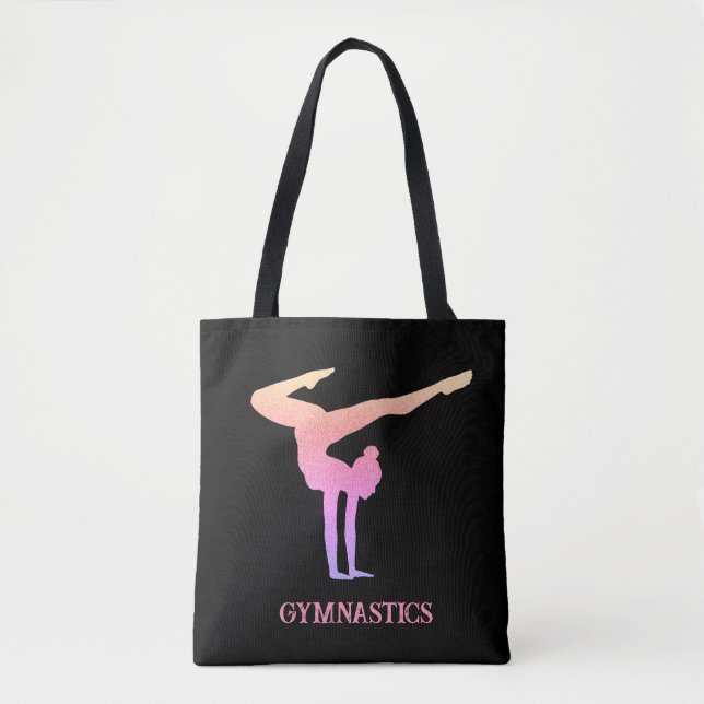 Gymnastics Pink Glitter Personalized  Tote Bag (Front)