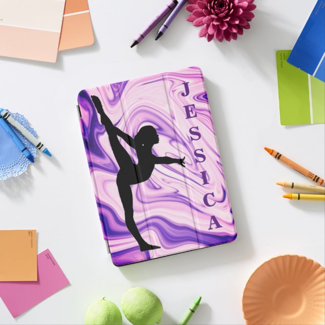 Gymnastics Pink / Purple Marble Swirl iPad Pro Cover (Desk)