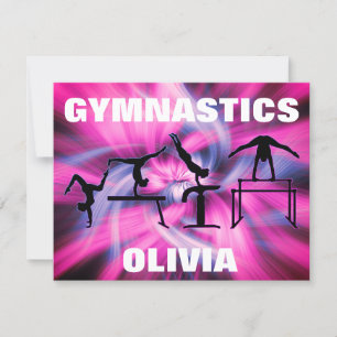 Gymnastics Pink & Purple Swirl Card