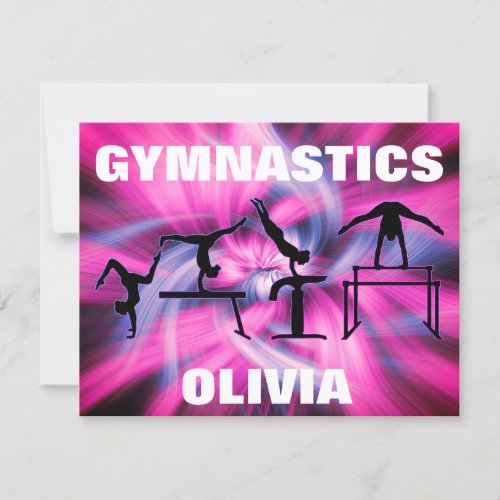 Gymnastics Pink  Purple Swirl Card