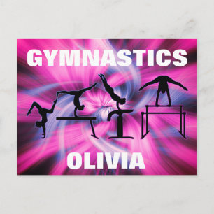 Gymnastics Pink & Purple Swirl Postcard