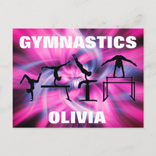 Gymnastics Pink  Purple Swirl Postcard