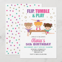 Gymnastics Pink Purple Turquoise Girl Birthday