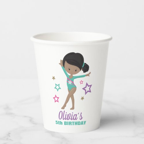 Gymnastics Pink Purple Turquoise Girl Birthday Pap Paper Cups