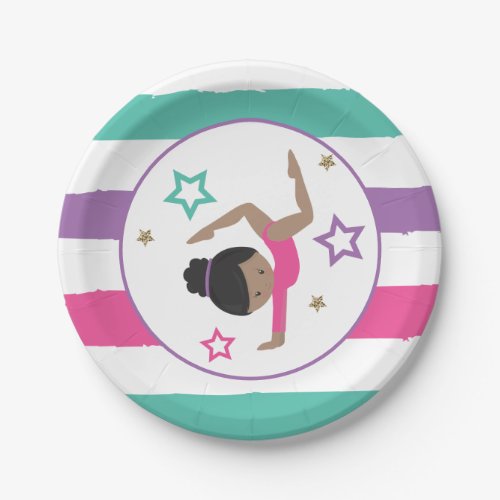 Gymnastics Pink Purple Turquoise Girl Birthday Paper Plates