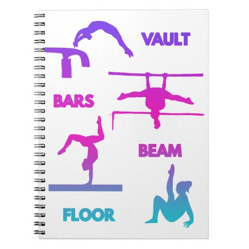 Gymnastics Pink Purple Turquoise Vault Bars Beam  Notebook