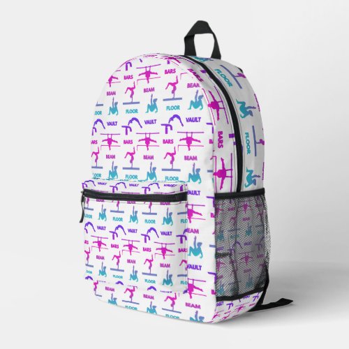 Gymnastics Pink Purple Turquoise Vault Bars Beam  Printed Backpack