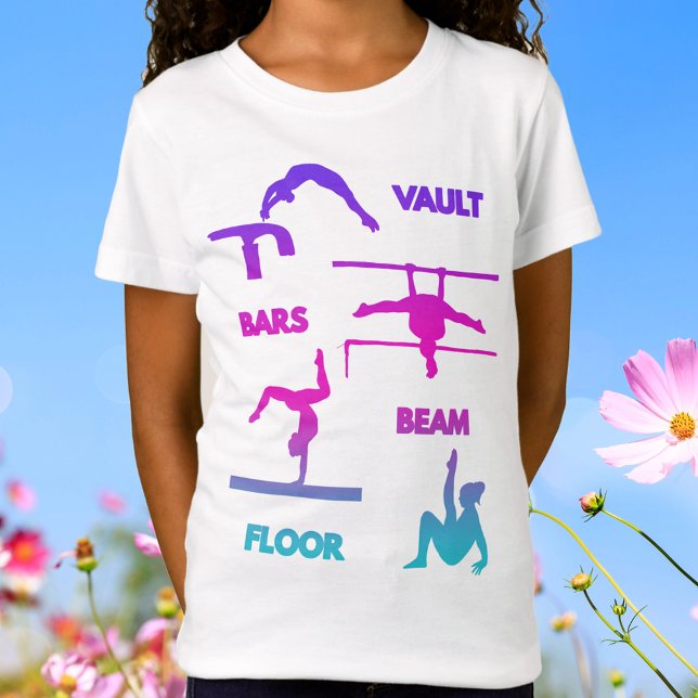 Gymnastics Pink Purple Turquoise Vault Bars Beam  T-Shirt (Gymnastics Pink Purple Turquoise Vault Bars Beam T-Shirt)