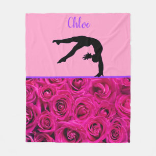Gymnastics Pink Roses Fleece Blanket