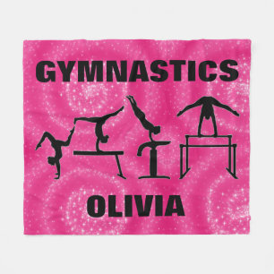 Gymnastics Pink Sparkle Swirls Fleece Blanket