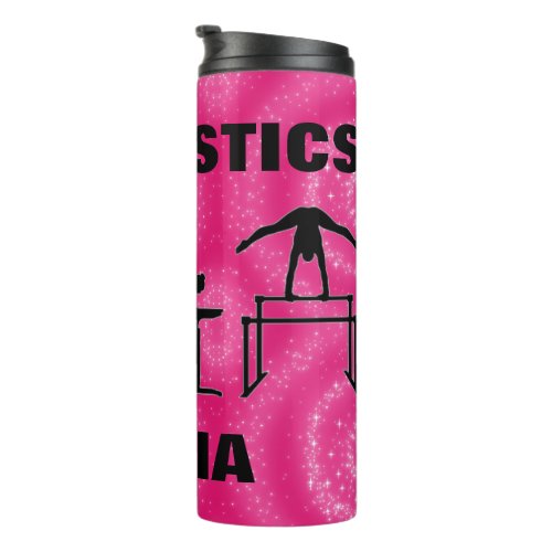 Gymnastics Pink Sparkle Swirls   Thermal Tumbler