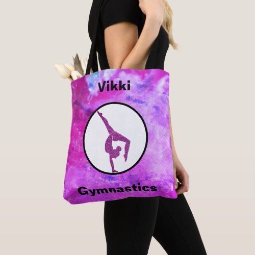Gymnastics Pink Sparkle  Watercolor Tote Bag
