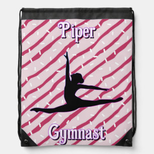 Gymnastics Pink White Peppermint Candy Sprinkle Drawstring Bag