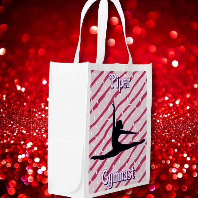 Gymnastics Pink White Peppermint Candy Sprinkle Grocery Bag (Creator Uploaded)