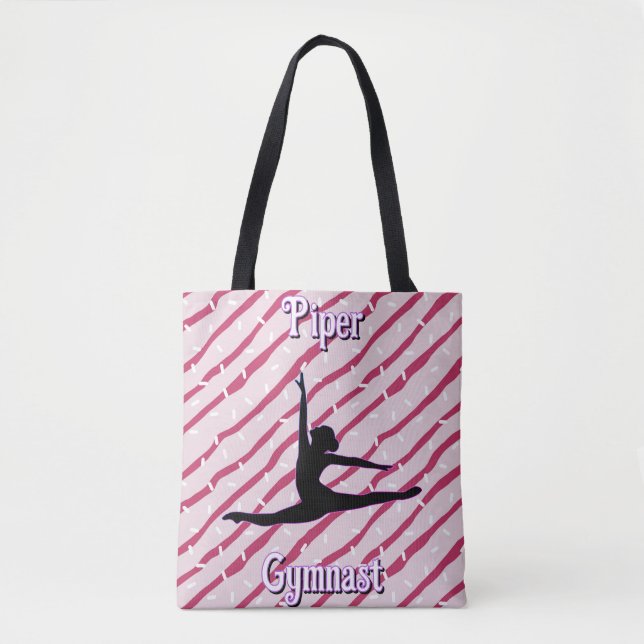 Gymnastics Pink White Peppermint Candy Sprinkle Tote Bag (Front)