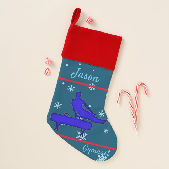 Gymnastics Pommel Horse Personalized Gymnast Chris Christmas Stocking (Front)
