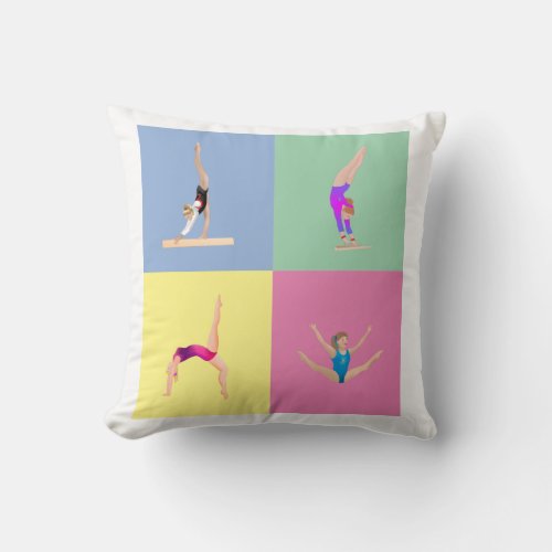 Gymnastics Poses Throw Pillow
