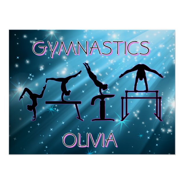 Gymnastics Poster Blue Starburst Gymnastics Pose (Front)