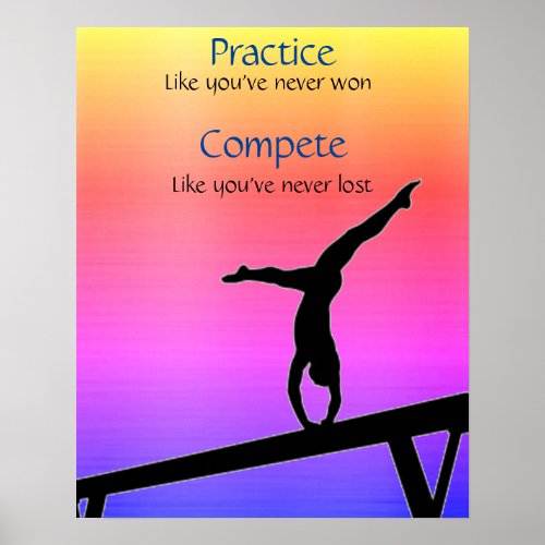 Gymnastics Practice  Compete Balance Beam Poster