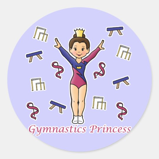 Gymnastics Princess Classic Round Sticker