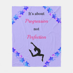 Gymnastics Progression not Perfection Motivational Fleece Blanket