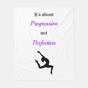 Gymnastics Progression not Perfection Motivational Fleece Blanket