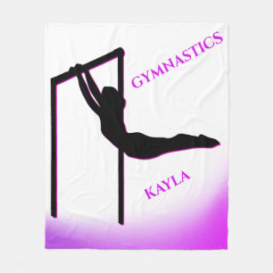 Gymnastics Purple and White Personalized Fleece Blanket
