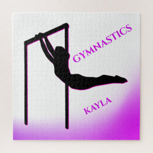 Gymnastics Purple and White Personalized  Jigsaw Puzzle
