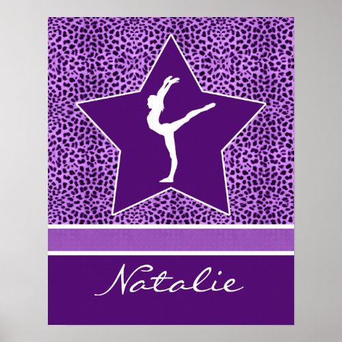 Gymnastics Purple Cheetah Print with Monogram