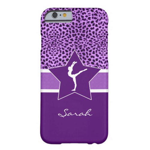 Gymnastics Purple Cheetah Print with Monogram Barely There iPhone 6 Case