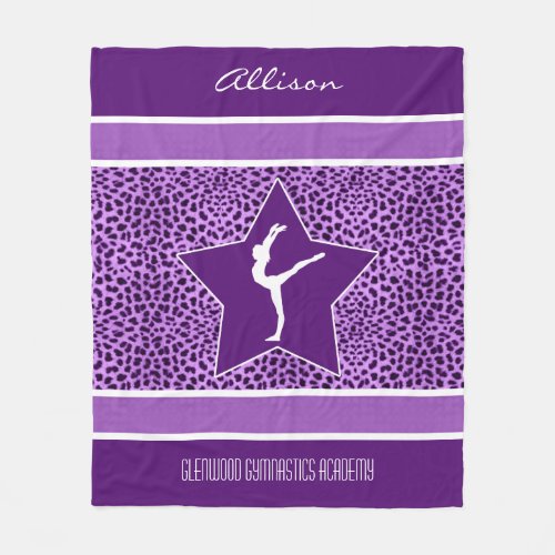 Gymnastics Purple Cheetah Print with Monogram Fleece Blanket