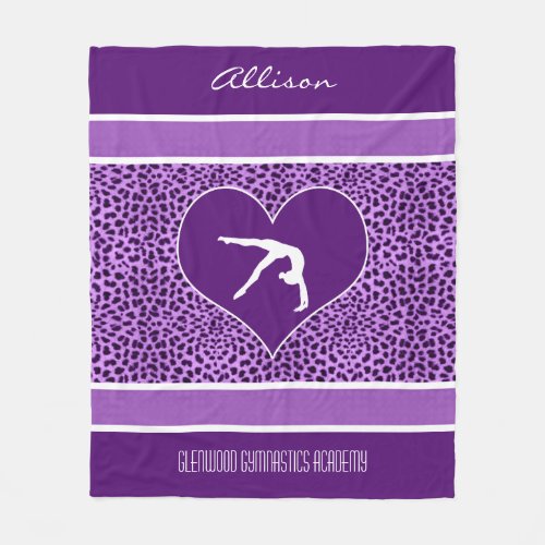 Gymnastics Purple Cheetah Print with Monogram Fleece Blanket