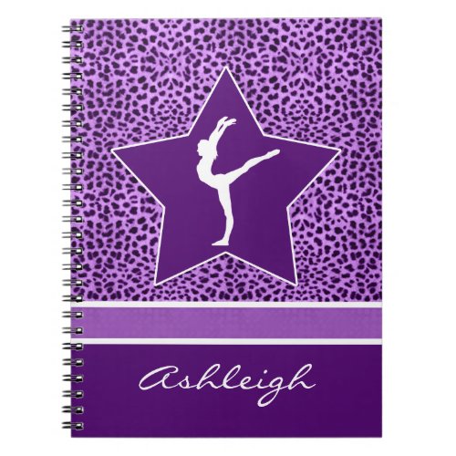 Gymnastics Purple Cheetah Print with Monogram Notebook