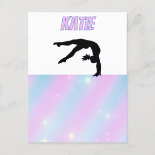 Gymnastics Purple Lilac and Baby Blue Pastel Postcard