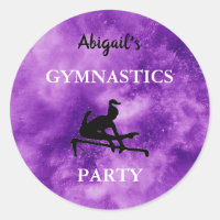 Gymnastics Purple Party Stickers