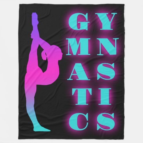 Gymnastics Purple Pink Turquoise Ombre Fleece Blanket