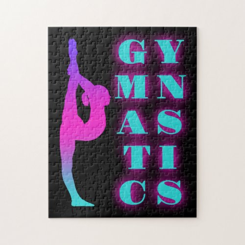 Gymnastics Purple Pink Turquoise Ombre Jigsaw Puzzle